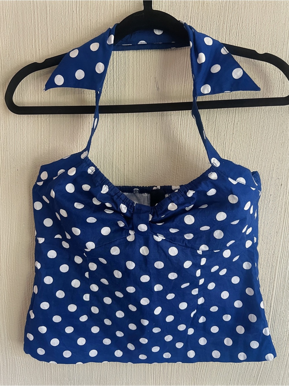 Blue Polka Dot Pinup Halter Top 💋